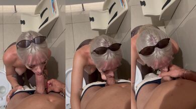 Blonde takes a squirt in the Hong Kong airport bathroom