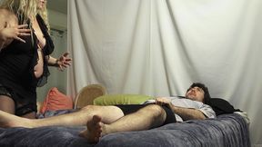 stepmom gives stepson the wrong and helps him cum