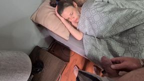 Skinny Girl Gets Pissed on in Bed and Suck Cock Clean