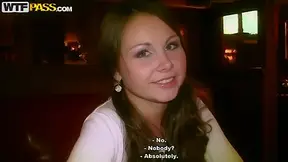 Legal-age looking brunette Mystica sucks cock in public