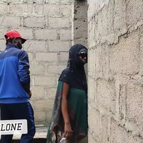 Big-titted Nigerian slut fucking in an uncompleted building.