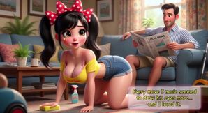 Hot Passionate Chores in the Colorful Barrio Cleaning Becomes Pure Steamy Desire and Pleasure (AI generated)