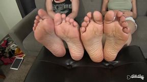 Barefeet exposed during girl talk