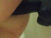 trans girl anal play in the shower after a long week