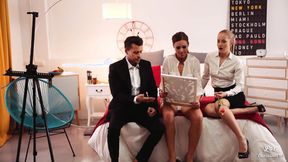 ”Los Consoladores: British babe's mouth filled with cum after consolation MFF”