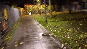 Massive fake sperm walk in pantyhose and silicon tits