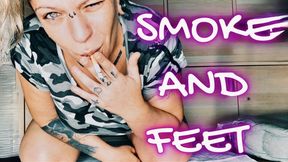 Smoking with my little dirty feet