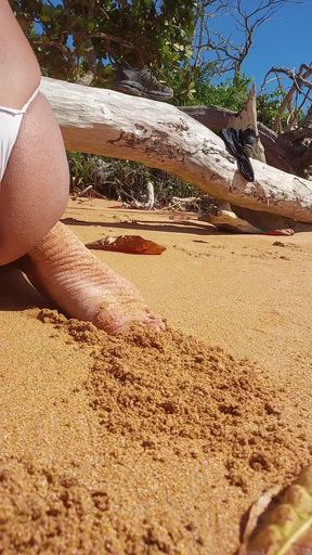 Ladysilva crossdresser walking in sexy panties on the beach looking for a male to her hot ass