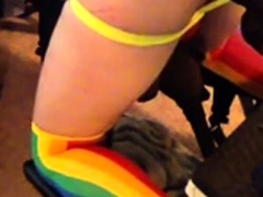 Boytoyslutboy rainbow socks fuck machine big black dildo