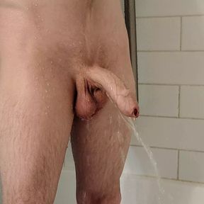 Big Wet Cock Uncut Foreskin Dick Showering