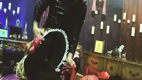 Booty Threesomes Scene-1_sexy Blondes with Big Butts in Lingerie Enjoy a Threesome with a Latex Masked Man