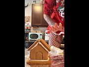 7’3” Giantess in 8-Inch Heels Builds a Gingerbread Village