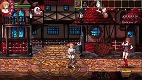 Hentai game `Atelier Tia` Beautiful anime girl with big breasts has sex on the street with some men.