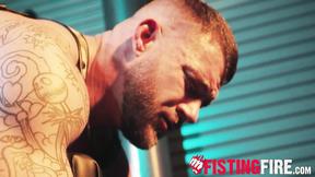 ”Bear muscle Drew Valentino destroys Tryp Bates bushy hole”