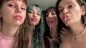 Lots of Spitting (POV) in Your Mouth and Face from Four Girls (MP4 HD 1080p)