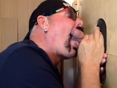 Real gloryhole DILF mouthjizzed after BJ