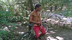 Theo Jerk-off on a bicycle