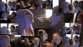 B06-B09 Wooow amazing! Ptui! Ptui right on your fucking mug, you freak! In less than ten minutes — 138 powerful, massive spits rained down on his face, mouth, and hair. Can you even picture it? Everything dripping, running, glistenin