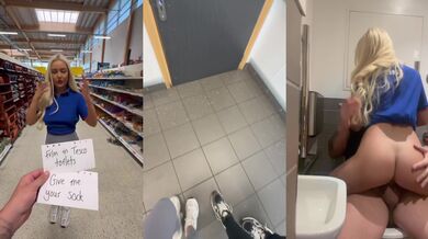 Tesco Irish Petite blonde deepthroat caught outdoor public blowjob