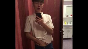 Dream Boy 18+ with 23cm Cock Enjoys Sexy Handjob in Mirror Masturbation Scene