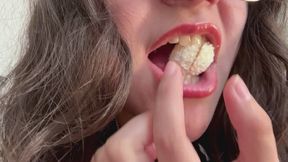 Mouth Fetish! Eating coconut bonbons