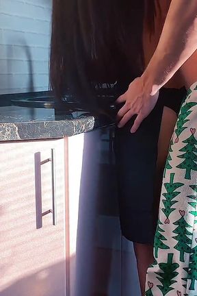 Sex with a Neighbor in the Kitchen. Fucked in the Pussy and Cum Inside. Creampie in Pussy