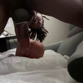 Ebony twink plays with toy