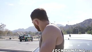 Big dick hunks barebacking and hammering in car garage