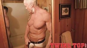 Hot Twink stud fucks older silver muscle daddy bareback