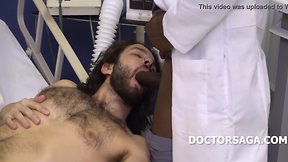 Doctor and brother assess patient's health