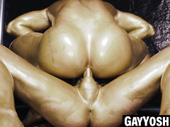 Yoshi Kawasaki and Keita fuck raw in gold paint