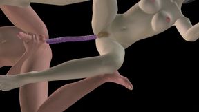 Animated 3D Porn - Beautiful Girl Strap on Fucks Asian Man Then Double Dildo Doggy