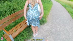 Remote-controlled orgasm control with vibrator under the dress afterwards horny fuck at home