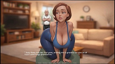 Grandpa Lesson [ TABOO Hentai Game ] Ep.7 SQUIRTING while masturbating next to HER HUSBAND thinking of the OLD MAN COCK !