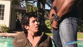 Muscular black police guy and a white man blow each other before having intense anal sex