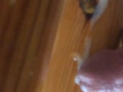 Gay jerkin off in front of mirror, cumshot