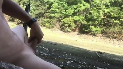 Me Jerking and Cum Naked Outdoor Public Exhib