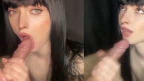 popular tiktok girl gives a deep blowjob after broadcast! how she sucks !