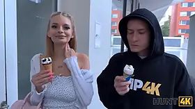 Hunt4k. blondie hottie used her enormous natural boobs to get back on her boyfriend