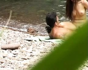 Super hot German babe pleasing her dude on the beach