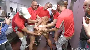 Pitcher Becomes Catcher - Bound Stud Takes A Baseball Bat Up His Ass!