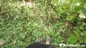 Wild yoga teen's pussy gets fucked hard in the forest