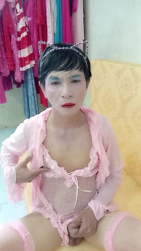 Transgender Oanh Le wearing sexy lingerie porn making love to fuck cock too much pleasure