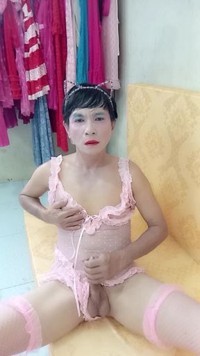 Transgender Oanh Le wearing sexy lingerie porn making love to fuck cock too much pleasure
