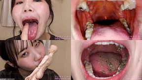 Ayaka Hirosaki - Showing inside cute girl's mouth, chewing gummy candys, sucking fingers, licking and sucking human doll, and chewing dried sardines mout-162 - 1080p