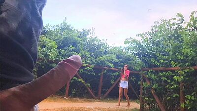 Handjob for a bitch who was passing by in public!