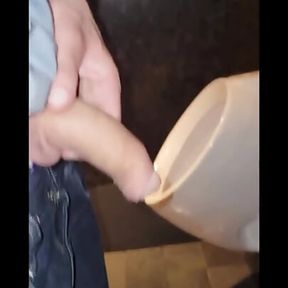 johnholmesjunior whipping out huge soft cock in public open urinal in vancouver mens bathroom