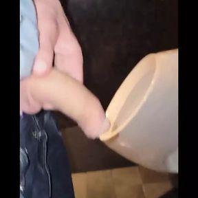 johnholmesjunior whipping out huge soft cock in public open urinal in vancouver mens bathroom