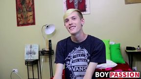 Horny twink Nick Simpson enjoying wanking his lovely dick