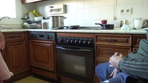 CFNM - Horny MILF Swallows His Cum After Masturbating